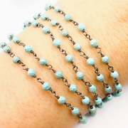 Turquoise Black Rhodium Wire Chains